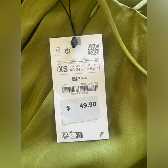 BRAND NEW W/ TAGS ZARA SATIN EFFECT MIDI DRESS IN
KHAKI 0/2298/092/505/01 IN XS - Picture 6 of 6
